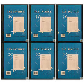 6x Tax Invoice Book 50-Page Duplicate - Carbonless Statement and Quote (Bulk Pack)