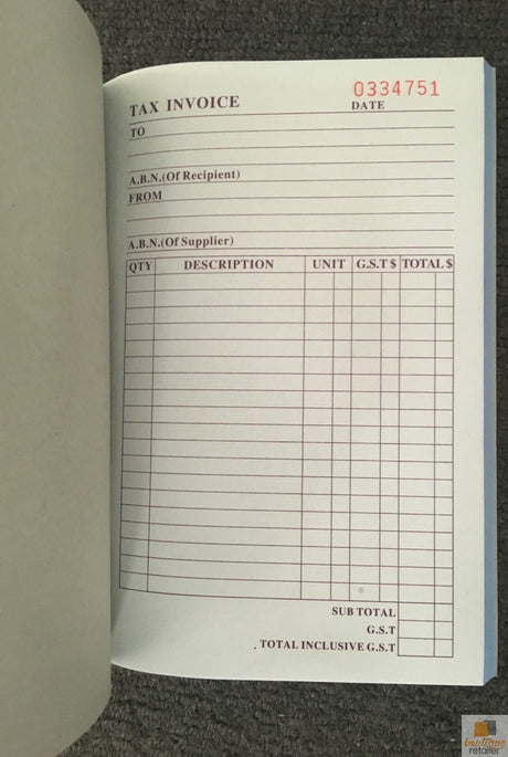 Tax Invoice Book 50-Page Duplicate - Carbonless Statement and Quote