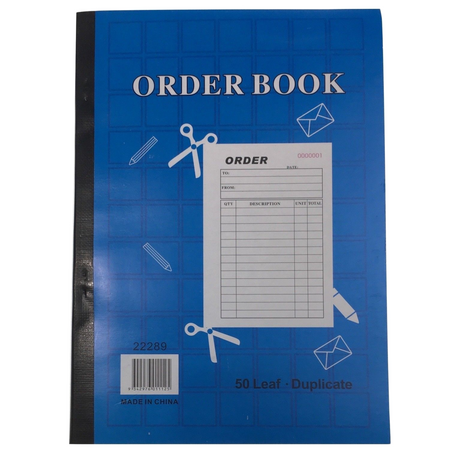 Order Book 50-Page Duplicate - Carbonless Restaurant Docket
