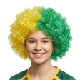 Green/Gold Afro Wig - Aussie Deluxe Curly Hair Costume for Australia Day Party