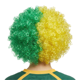 Green/Gold Afro Wig - Aussie Deluxe Curly Hair Costume for Australia Day Party