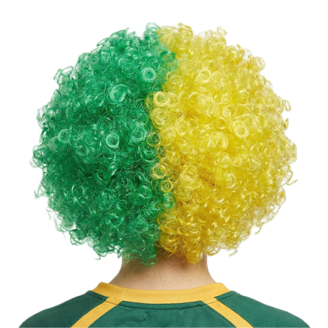 3x Green/Gold Afro Wig Pack - Aussie Deluxe Curly Hair Costume for Australia Day Party