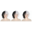 3x Black/White Messy Curly Evil Lady Wig Pack - Dalmatian Villain Costume (Halloween & Fancy Dress)