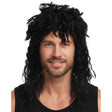 Mens Rock Hip Hop Wig Punk Rockstar 80s Party Costume Dude Bogan Curly - Black