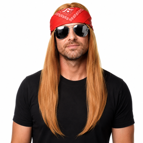 Ginger Punk Rock Wig w/ Red Bandana - Rockstar Costume for Fancy Dress Party
