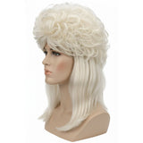 Womens  Blonde Long Mullet Wig - Punk Rock Costume for 80s Party
