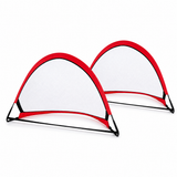 Set of 2 Pop Up Fold Flat Dome Soccer Goals in Red/Black