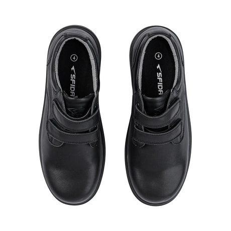 Sfida Class Junior Kids Leather V Strap School Shoes - Black (Boys/Girls)