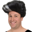 80s 90s Rapper Wig for Costume Dress Up Party Pompadour Greaser Style in Black/White