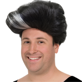 80s 90s Rapper Wig for Costume Dress Up Party Pompadour Greaser Style in Black/White
