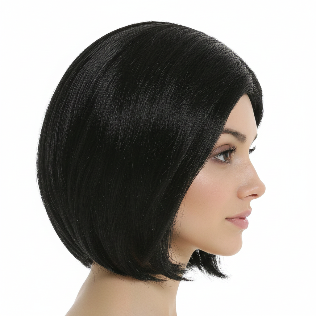 Black Assymetrical Bob Wig - Funky Modern Hair for Cosplay Costume/Fancy Dress Party
