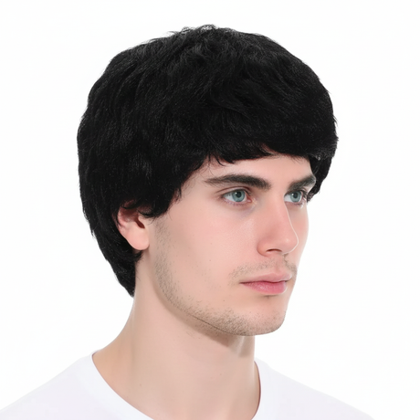 Mens Black Short Wig - Classic Style Fancy Dress Party Costume