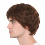 Mens Brown Short Wig - Classic Style Fancy Dress Party Costume