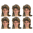 6x Mens Golden Blonde Mullet Wig Bulk Pack - Bogan/Rock Costume for 80s Party
