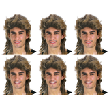 6x Mens Golden Blonde Mullet Wig Bulk Pack - Bogan/Rock Costume for 80s Party
