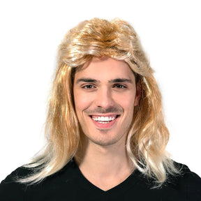 Mens Dirty Blonde Mullet Wig - Bogan/Punk Rock Costume for 80s Party