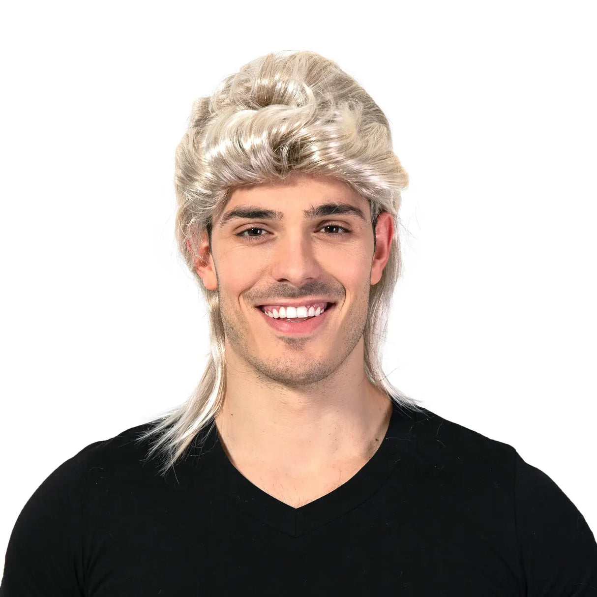 Mens Blonde Mullet Wig - Bogan/Punk Rock Costume for 80s Party