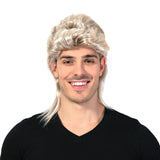 Mens Blonde Mullet Wig - Bogan/Punk Rock Costume for 80s Party
