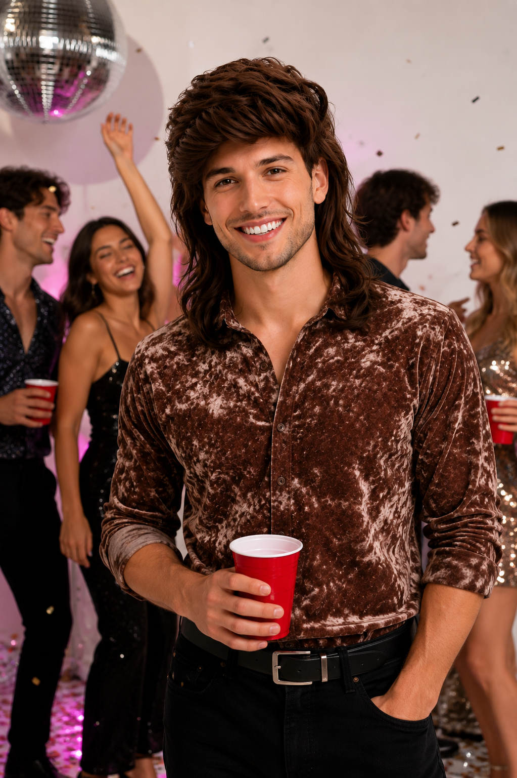 Mullet Wig 80s Party Costume Rock Bogan Punk 70s 90s Hair - Brown