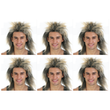 6x Mens Spiky Blonde Mullet Wig Bulk Pack - Bogan/Punk Rock Costume for 80s Party