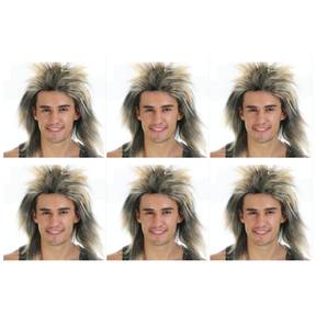 6x Mens Spiky Blonde Mullet Wig Bulk Pack - Bogan/Punk Rock Costume for 80s Party
