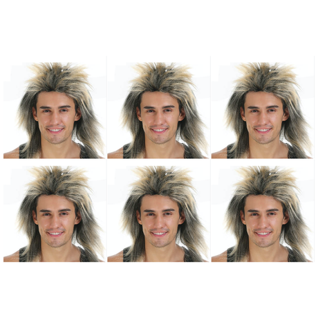 6x Mens Spiky Blonde Mullet Wig Bulk Pack - Bogan/Punk Rock Costume for 80s Party