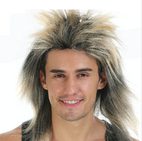 Mens Spiky Blonde Mullet Wig - Bogan/Punk Rock Costume for 80s Party