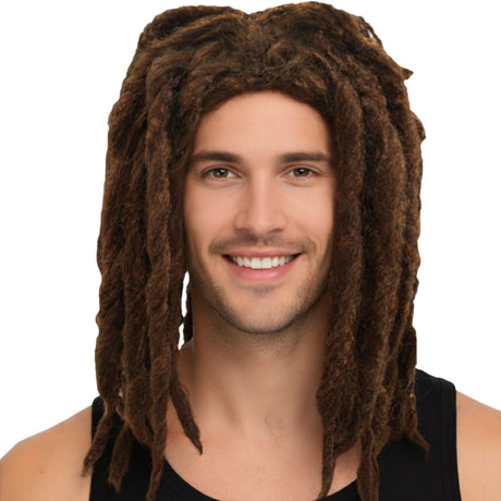 Brown Dreadlocks Wig - Deluxe Rasta/Reggae Costume for Fancy Dress/Halloween