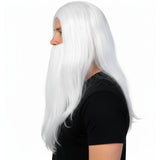 White Wizard Wig and Beard Hair Costume Halloween Merlin Gandalf
