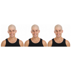 3x Bald Latex Rubber Wig Cover/Cap Pack - Skinhead Halloween Costume & Fancy Dress