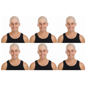 6x Bald Latex Rubber Wig Cover/Cap Bulk Pack - Skinhead Halloween Costume & Fancy Dress