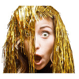Tinsel Metallic Wig 70s 50s 20s Costume Mens Womens Unisex Disco Fancy Dress Up - Gold/Yellow