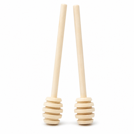 2x 16cm Wooden Honey Dippers - Drizzler Dip Sticks