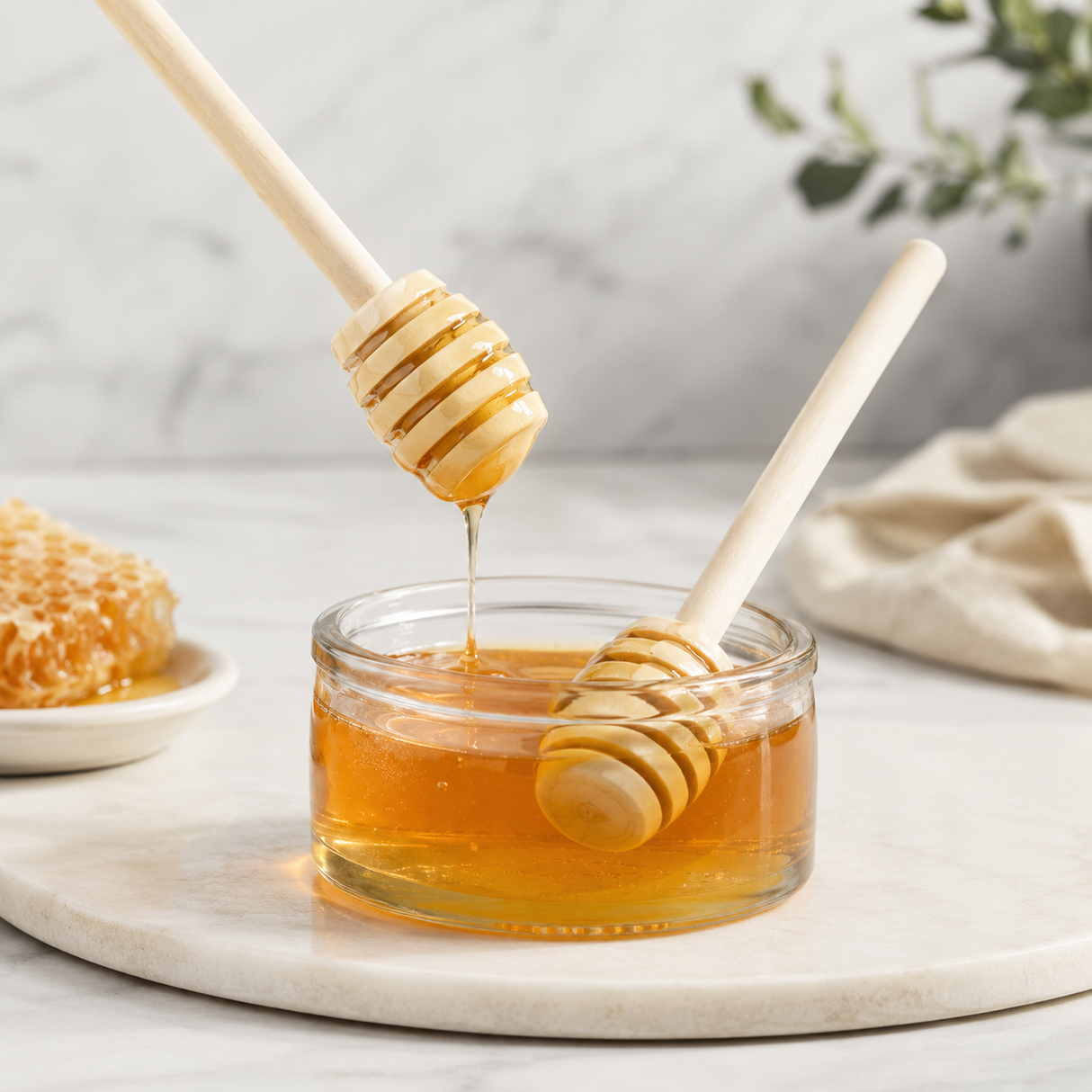 2x 16cm Wooden Honey Dippers - Drizzler Dip Sticks