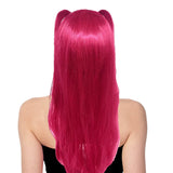Womens Pink Long Pigtail Wig - Anime Cosplay & K-Pop Costume (Halloween/Festival Dress Up)