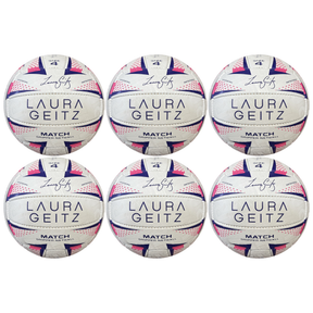 6x Laura Geitz Match Gripper Netball Bulk Pack - Official Size 4 (Hand Sewn & Waterproof)