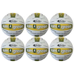 6x Reliance Kim Green Match Gripper Netball Bulk Pack - Official Size 4 (Hand Sewn & Waterproof)