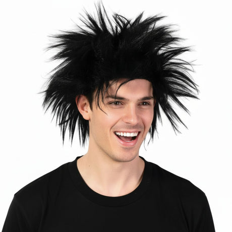 ROCKSTAR WIG Punk Costume Party Fancy Spiky Hair Disco Dress 70s 80s Rock