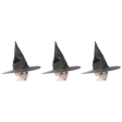 3x Plain Black Witch Hat Pack - Halloween Wizard Costume (Fancy Dress)