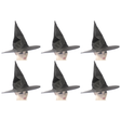 6x Plain Black Witch Hat Bulk Pack - Halloween Wizard Costume (Fancy Dress)
