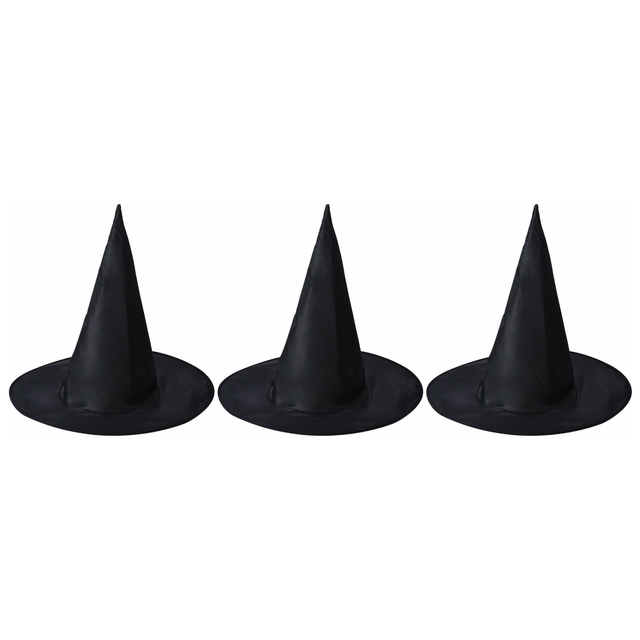 3x Black Wizard Hat Pack - Football & Halloween Costume