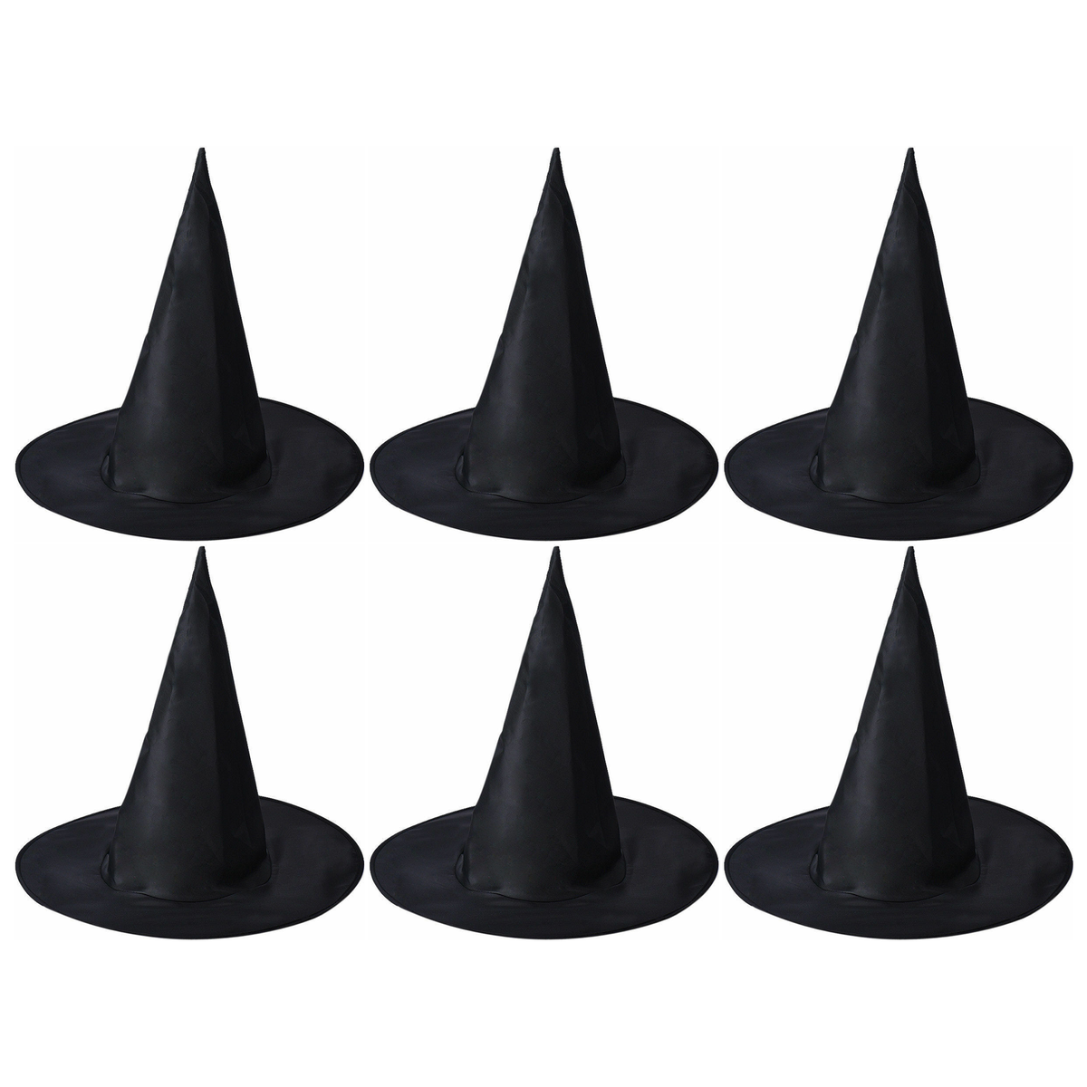 6x Black Wizard Hat Bulk Pack - Football & Halloween Costume