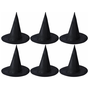 6x Black Wizard Hat Bulk Pack - Football & Halloween Costume