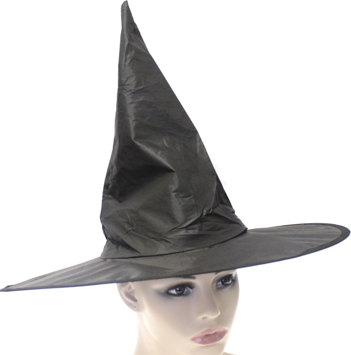 3x Plain Black Witch Hat Pack - Halloween Wizard Costume (Fancy Dress)