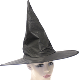 3x Plain Black Witch Hat Pack - Halloween Wizard Costume (Fancy Dress)