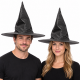 6x Plain Black Witch Hat Bulk Pack - Halloween Wizard Costume (Fancy Dress)