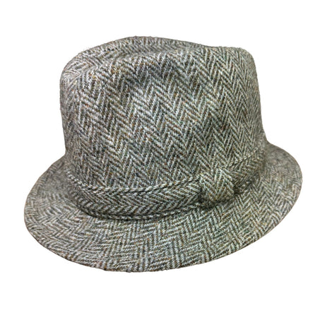 Harris Tweed Failsworth Elgin Made in Britain Trilby Hat - Brown/Grey