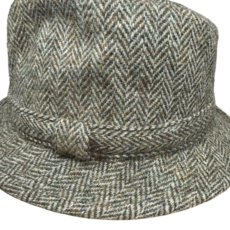 Harris Tweed Failsworth Elgin Made in Britain Trilby Hat - Brown/Grey