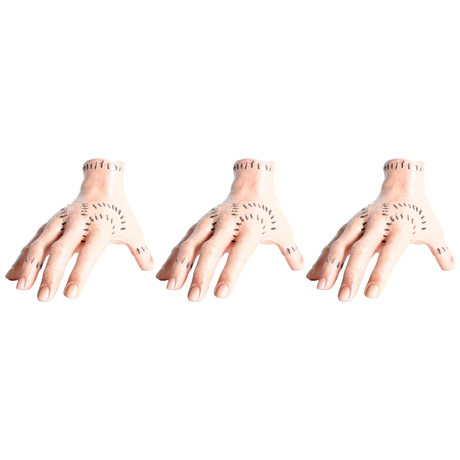 3x Fake Life Size Hand Pack - Wednesday/Addams Family Style Halloween Prop (Party Decor)