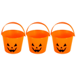 3x Halloween Pumpkin Trick or Treat Bucket Pack - Orange Jack-O-Lantern (14x12cm)